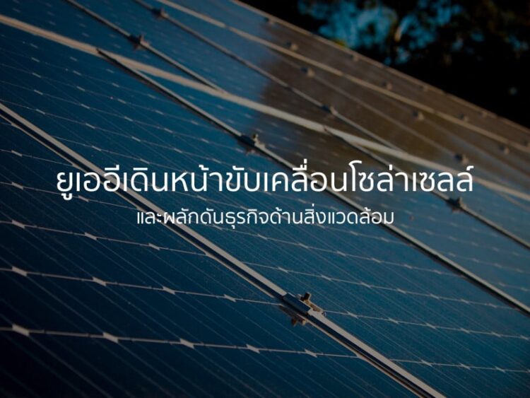 ยูเออีเดินหน้าขับเคลื่อนโซล่าเซลล์และผลักดันธุรกิจด้านสิ่งแวดล้อม