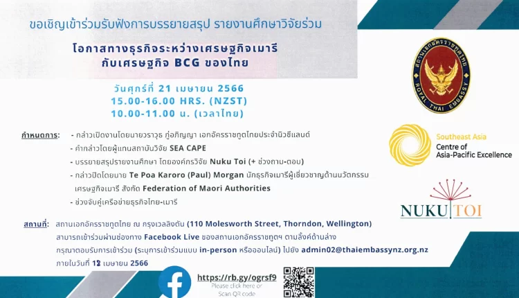 กิจกรรมเปิดตัวรายงานศึกษาวิจัย (e-publication) ‘โอกาสทางธุรกิจระหว่างเศรษฐกิจเมารีกับเศรษฐกิจ BCG ของไทย’