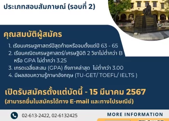 คณะเศรษฐศาสตร์ มหาวิทยาลัยธรรมศาสตร์ ประกาศรับสมัครคัดเลือกเข้าศึกษาต่อระดับบัณฑิตศึกษา